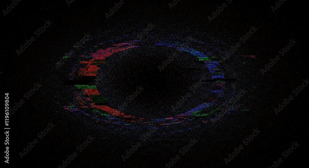 Poster distorted monitor. screen texture. visual image deformation with darkened dead glitch defocused zone