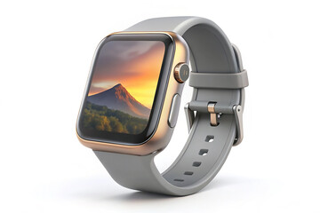 Smartwatch screen mockup isolated on white background digital device, modern electronic gadget, smartwatch with blank screen mockup