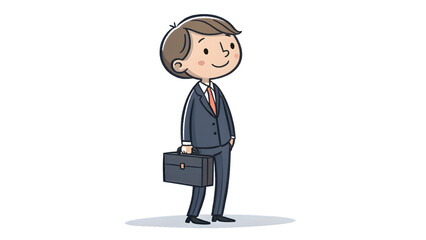 businessman with briefcase in cartoon style