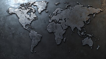Metallic World Map: A Textured Global Representation