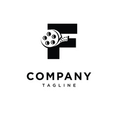 Letter F Film Roll Logo Icon Vector