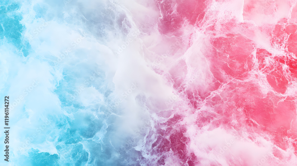 Poster a vibrant abstract image showcasing swirling waves in shades of blue and pink, creating a dynamic an