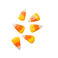 Fototapeta premium Bright and cheerful candy corn pieces in hand