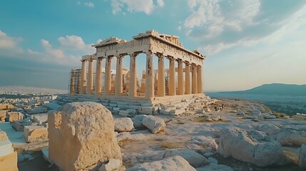 Obraz premium Majestic Parthenon: Athens' Ancient Glory at Sunset