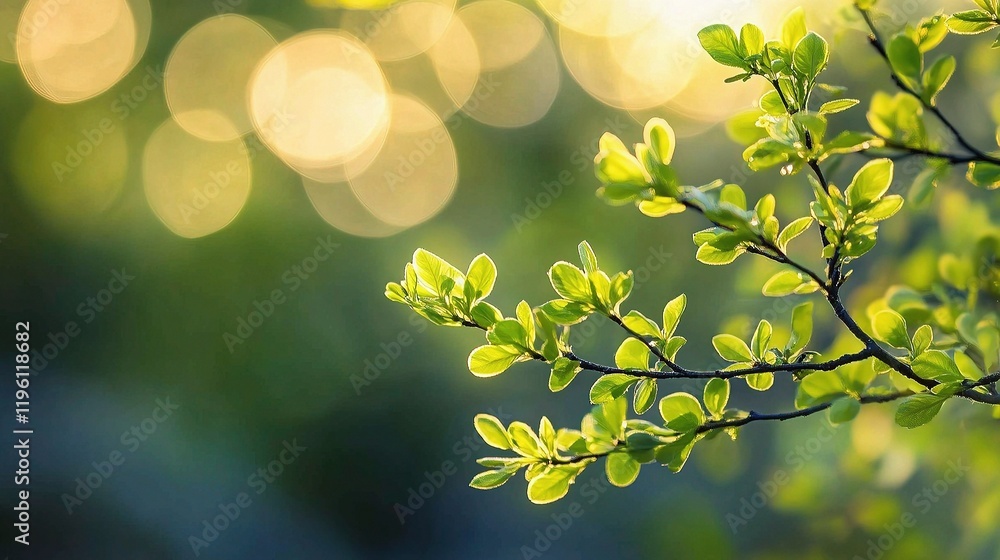Poster abstract green spring background with blurred bokeh effect