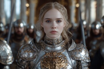 Portrait of a female knight in shining armor