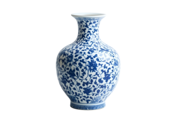 A Chinese porcelain vase in a transparent background 