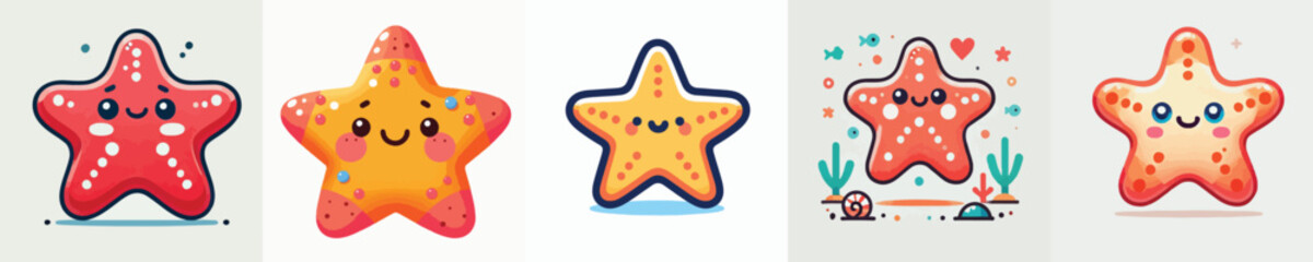 Very cute colorful starfish vector