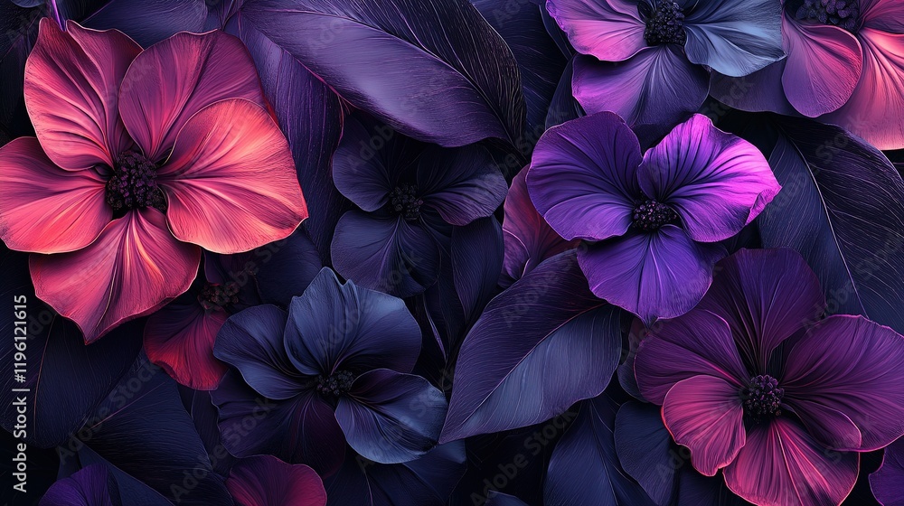 Poster Multicolored Abstract Floral Background with Smooth Lines and Shapes