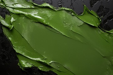 Abstract green paint texture on black background