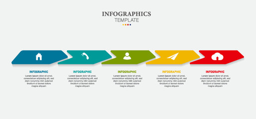 arrows infographic elements. Business template for presentation. Vector concept with 5 options or steps.