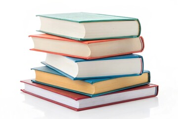 stack of colorful books isolated on white
