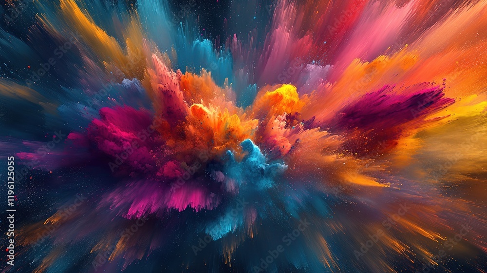 Poster vibrant and colorful abstract background with dynamic brush strokes