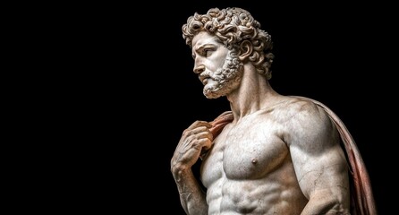 Obraz premium Close-up of a muscular male statue, art, sculpture, marble, strong