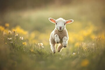 Lamb joyfully nature field animal.