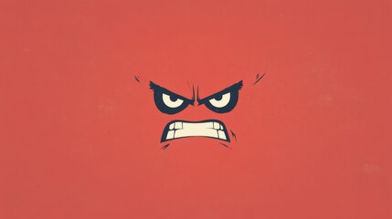 Fototapeta premium Angry cartoon face on red background.