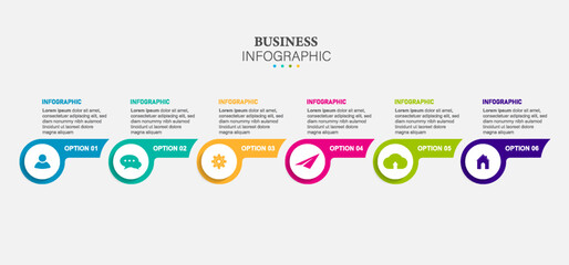 arrows infographic elements. Business template for presentation. Vector concept with 6 options or steps.