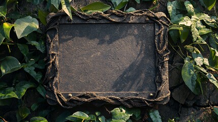 Enigmatic Stone Tablet Enveloped by Lush Greenery