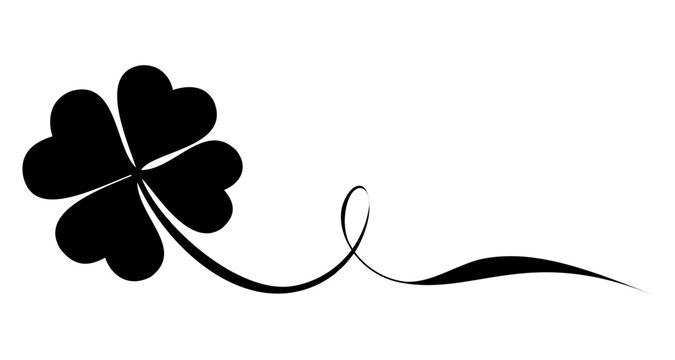 black clover with flowing stem clip art preview