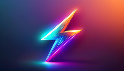 A colorful electric lightning bolt symbol against a gradient background, radiating energy and modern design.