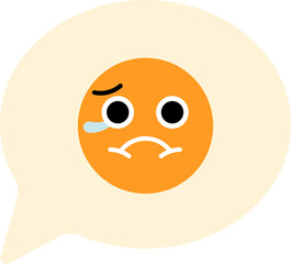 Fototapeta premium Crying Sad with Tears Face Emoji in Speech Bubble