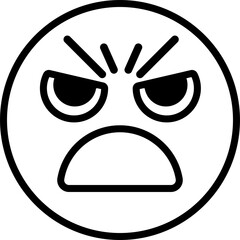 Naklejka premium Set of outline emoji-Angry Face Emoticon