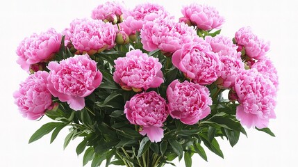 Obraz premium Elegant Pink Peonies in Full Bloom on a Pristine White Background