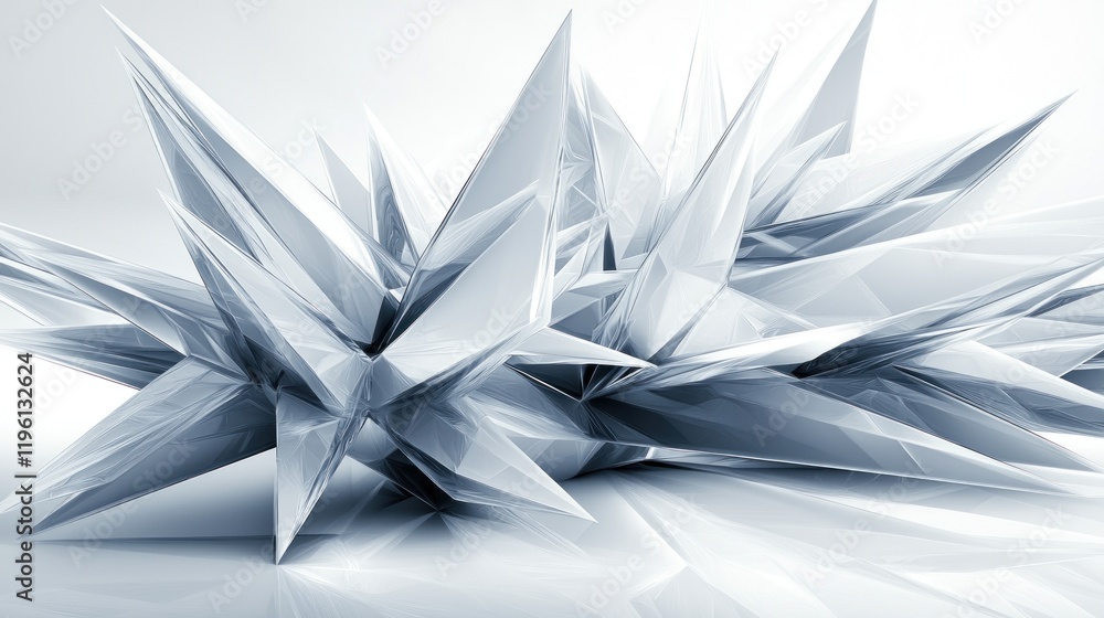 Poster abstract crystalline structure with sharp, angular shapes.