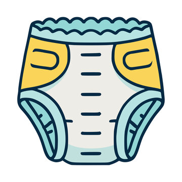 baby diaper cleaning hygiene flat color vector illustration template design