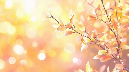 Fototapeta premium Bright Bokeh Lights on Plant Branch in Sunny Garden Atmosphere