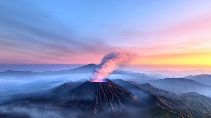 Fototapeta premium Volcanic Eruption at Sunset