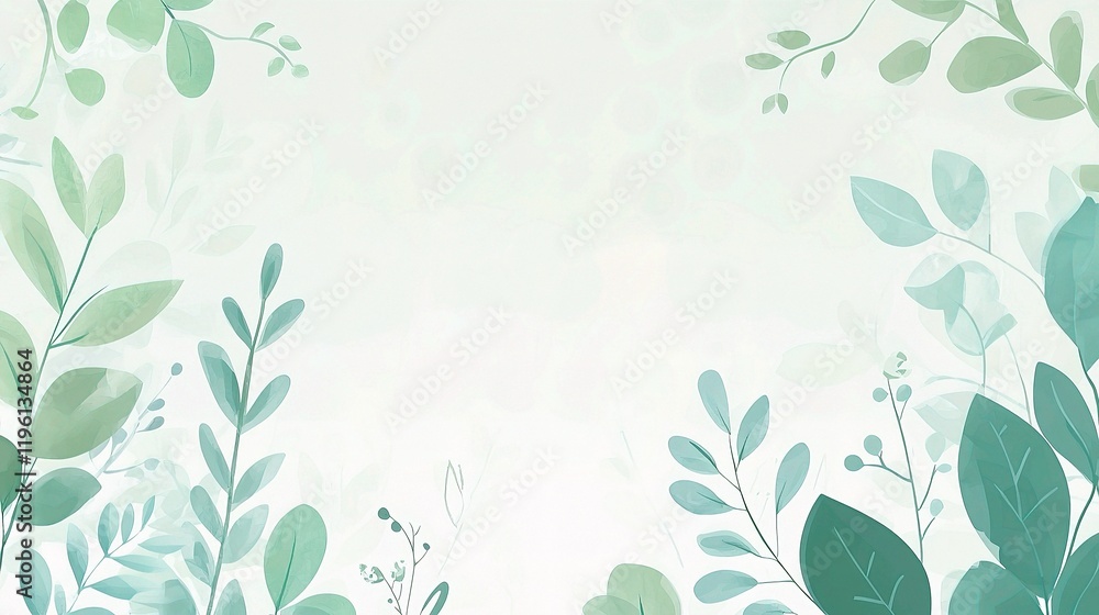 Poster airy spring background with soft green palette and gentle lines