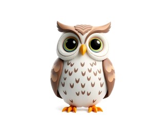 Fototapeta premium Happy cute owl cartoon 3d rendering illustration