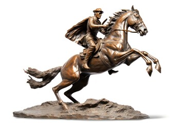Fototapeta premium Man riding horse sculpture bronze monument.