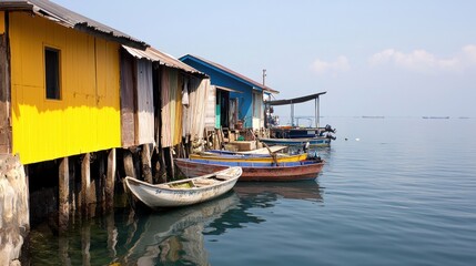 Coastal Village with Colorful Houses