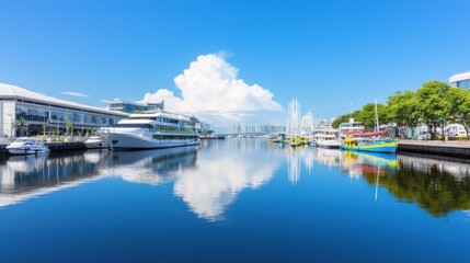 Calm Marina with City Skyline
