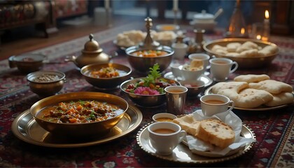Golden Spiced Curry Feast: A Warm and Inviting Table Setting