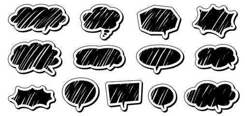 ラフな手描きの吹き出しセット。ステッカー風。