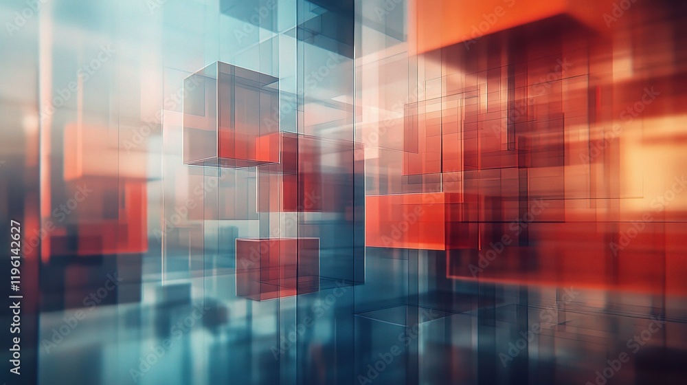 Poster abstract blurred background with layered office building design