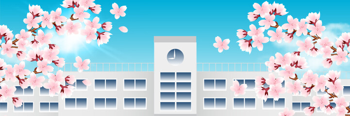 桜　学校　春　背景