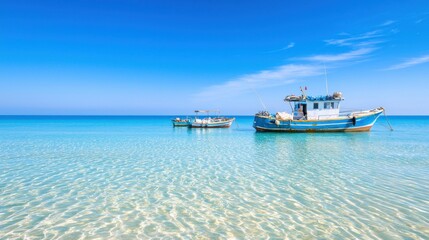 Obraz premium Tranquil Seascape with Boats