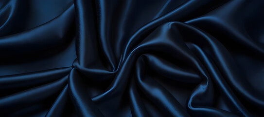 Fototapeta premium Black drapery silk fabric luxury background. Wavy abstract satin cloth vector texture pattern. Smooth shiny drape material curtain. Elegant velvet curve motion image realistic horizontal design.