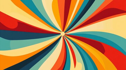 vibrant retro vector banner filled with abstract geometric shapes in a kaleidoscope of colors, blending bold reds, yellows, and blues. 