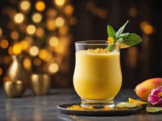 Fototapeta premium Elegant Mango Lassi Margarita with a Golden Glow