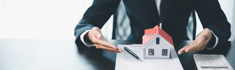 Concept business house finance protection office plan investment buy sell home ensuring idea...