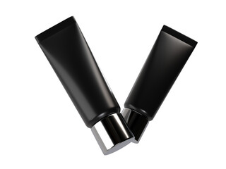 Realistic blank black cosmetic tube container mockup plastic packaging isolated on background. Design template for toothpaste, cream, shampoo, gel, skin care, healthcare or medicine presentation