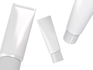 Realistic blank white cosmetic tube container mockup plastic packaging isolated on background....
