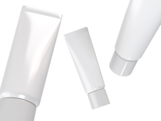 Realistic blank white cosmetic tube container mockup plastic packaging isolated on background. Design template for toothpaste, cream, shampoo, gel, skin care, healthcare or medicine presentation