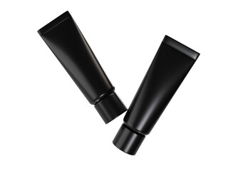 Realistic blank black cosmetic tube container mockup plastic packaging isolated on background. Design template for toothpaste, cream, shampoo, gel, skin care, healthcare or medicine presentation