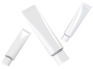 Realistic blank white cosmetic tube container mockup plastic packaging isolated on background. Design template for toothpaste, cream, shampoo, gel, skin care, healthcare or medicine presentation